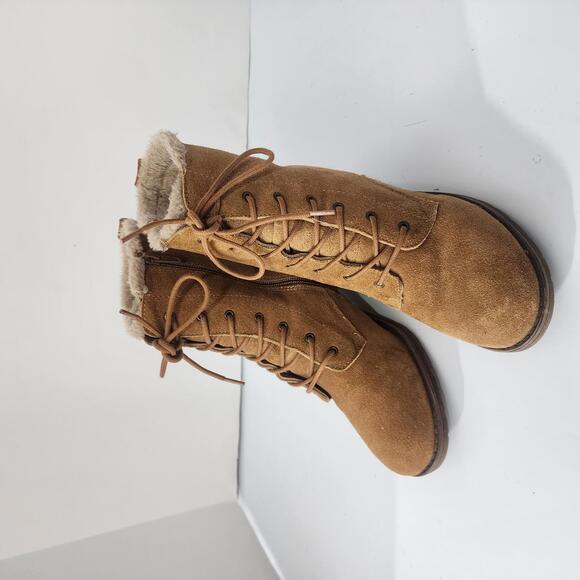918‎ PureSole "Darlin" Suede Lace-Up Ankle Boot, Caramel Size 8M - Picture 1 of 12